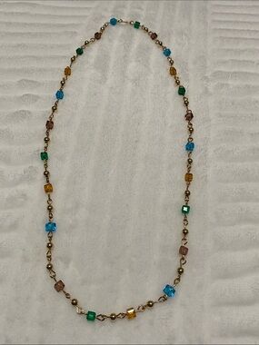 Good Vibes 😎 Only Multi-Color Beaded Gold-Tone Necklace
